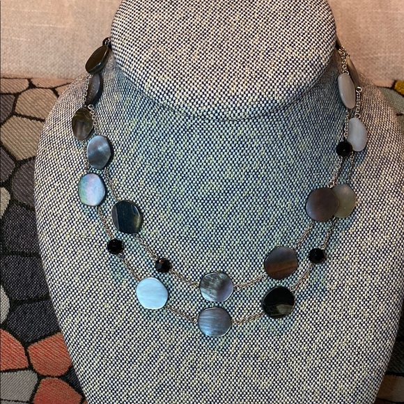 Lia Sophia Black and Silver Double-Strand Necklace - Picture 1 of 4